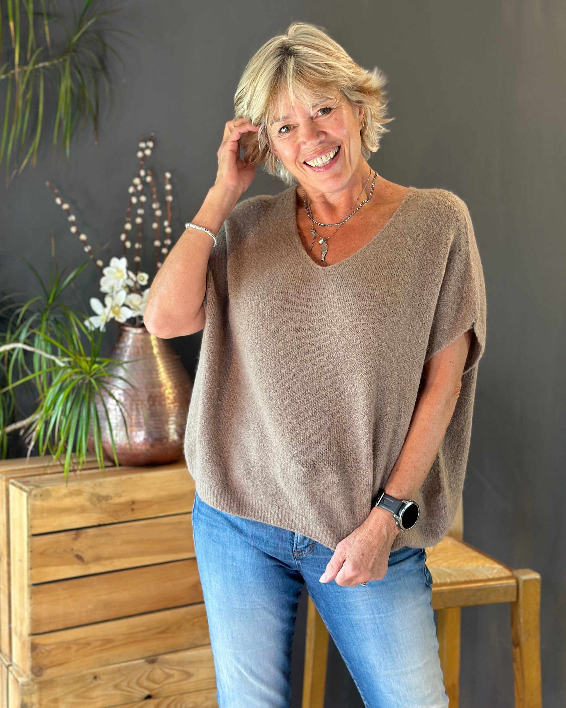 clothing Drop Shoulder Alpaca Tank Top - Truffle