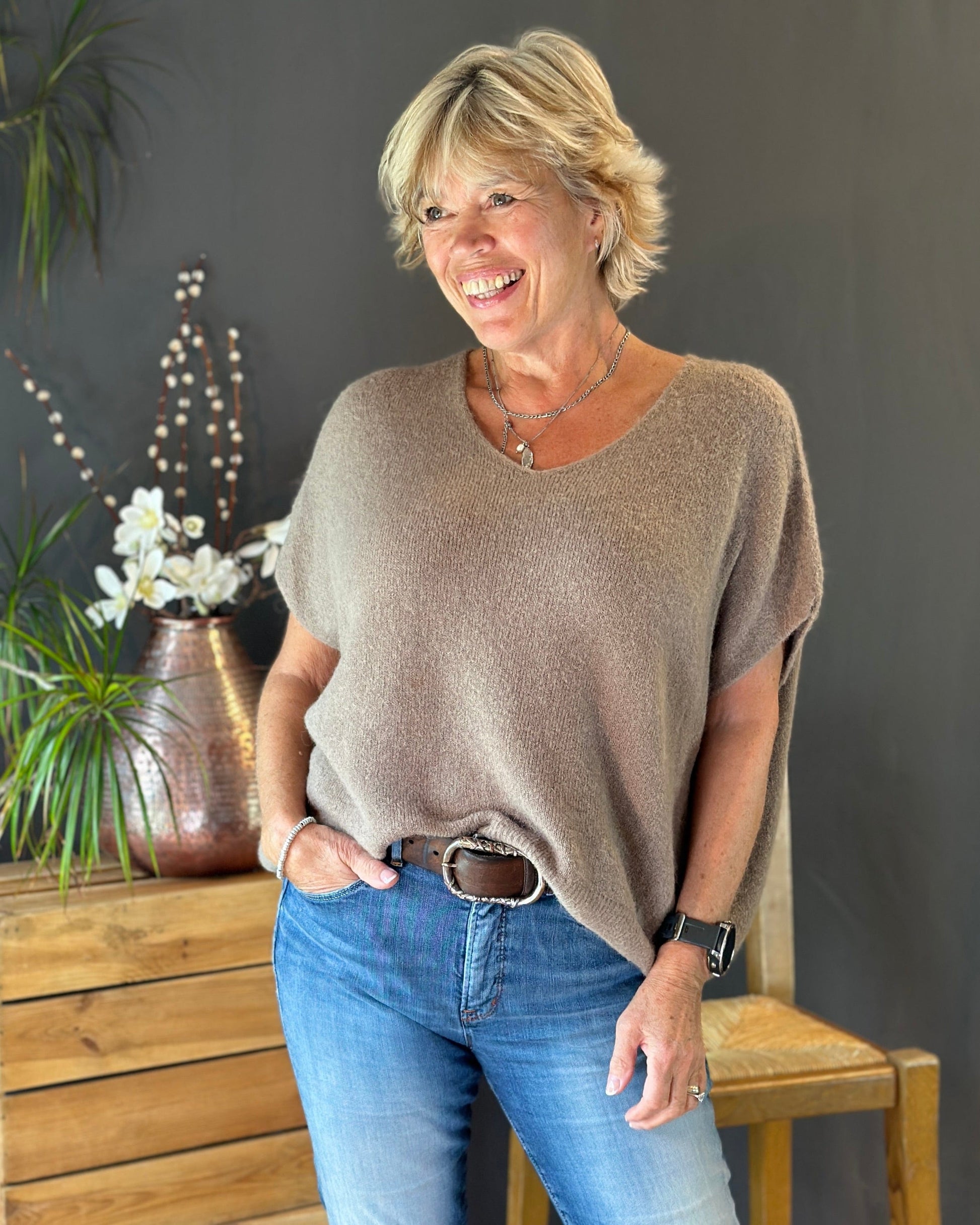 clothing Drop Shoulder Alpaca Tank Top - Truffle