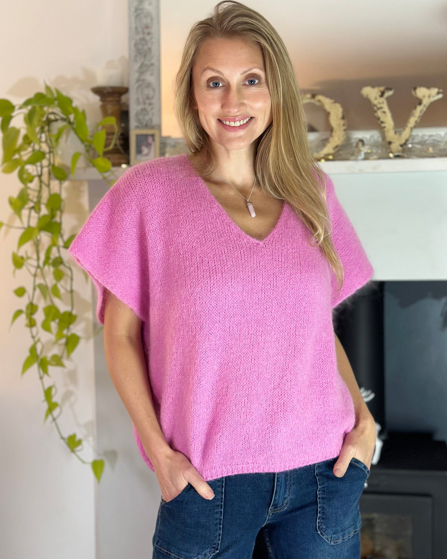 clothing Drop Shoulder Mohair Tank Top - Bubblegum Pink