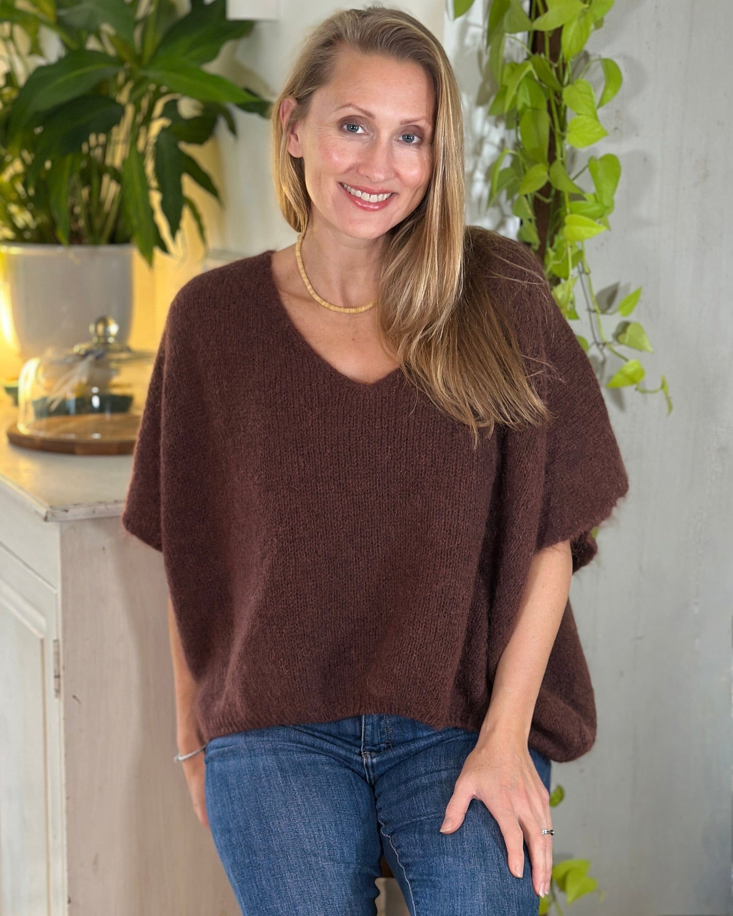 clothing Drop Shoulder Mohair Tank Top - Chestnut Brown