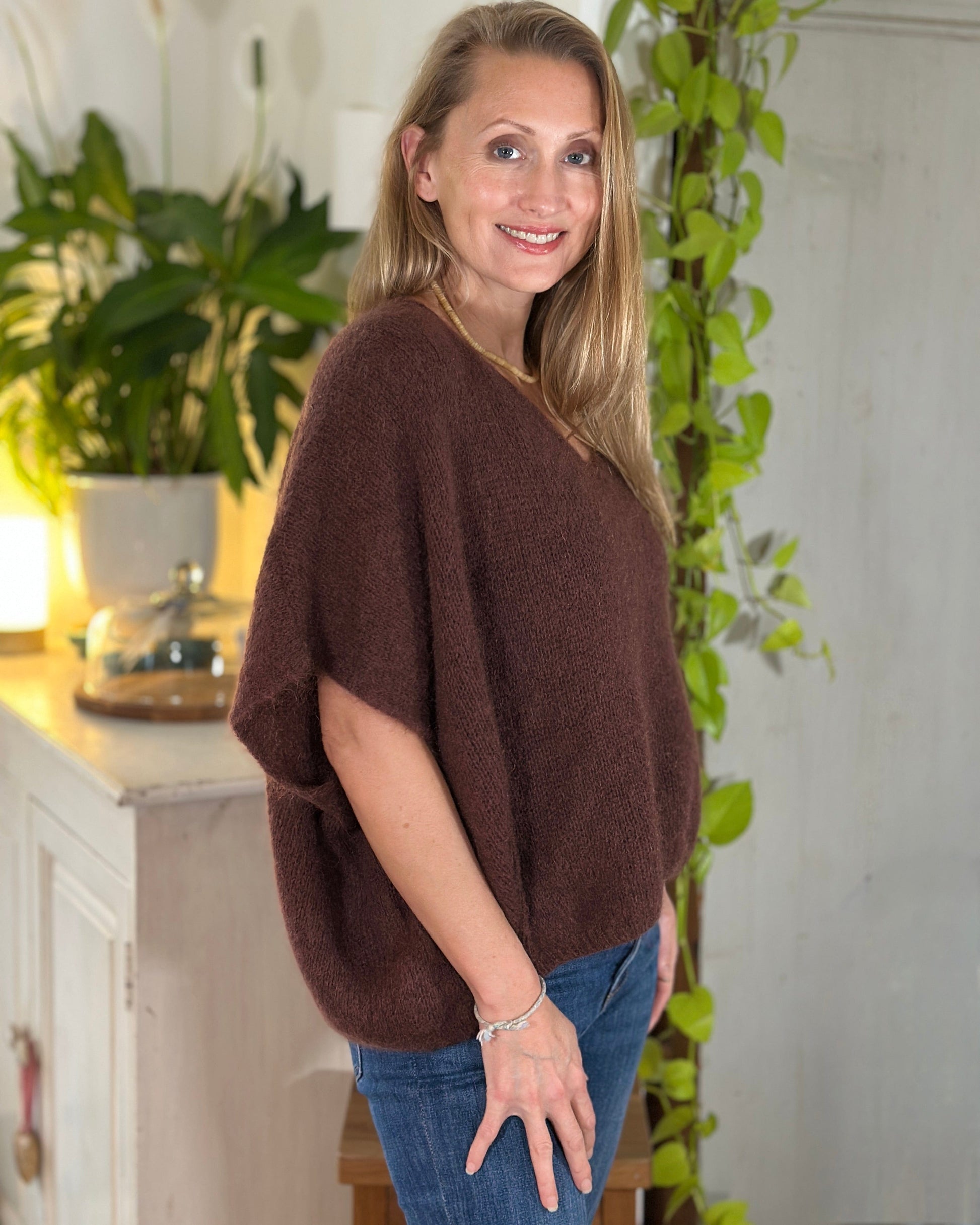clothing Drop Shoulder Mohair Tank Top - Chestnut Brown