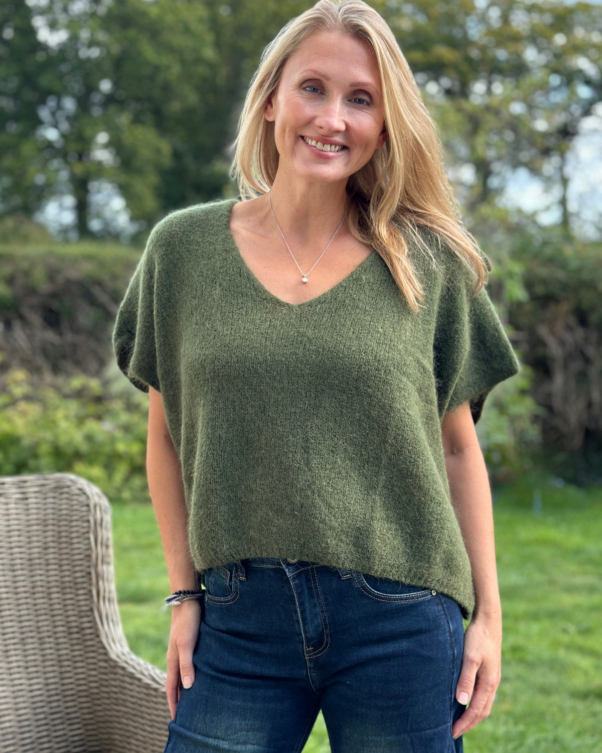 clothing Drop Shoulder Mohair Tank Top - Khaki