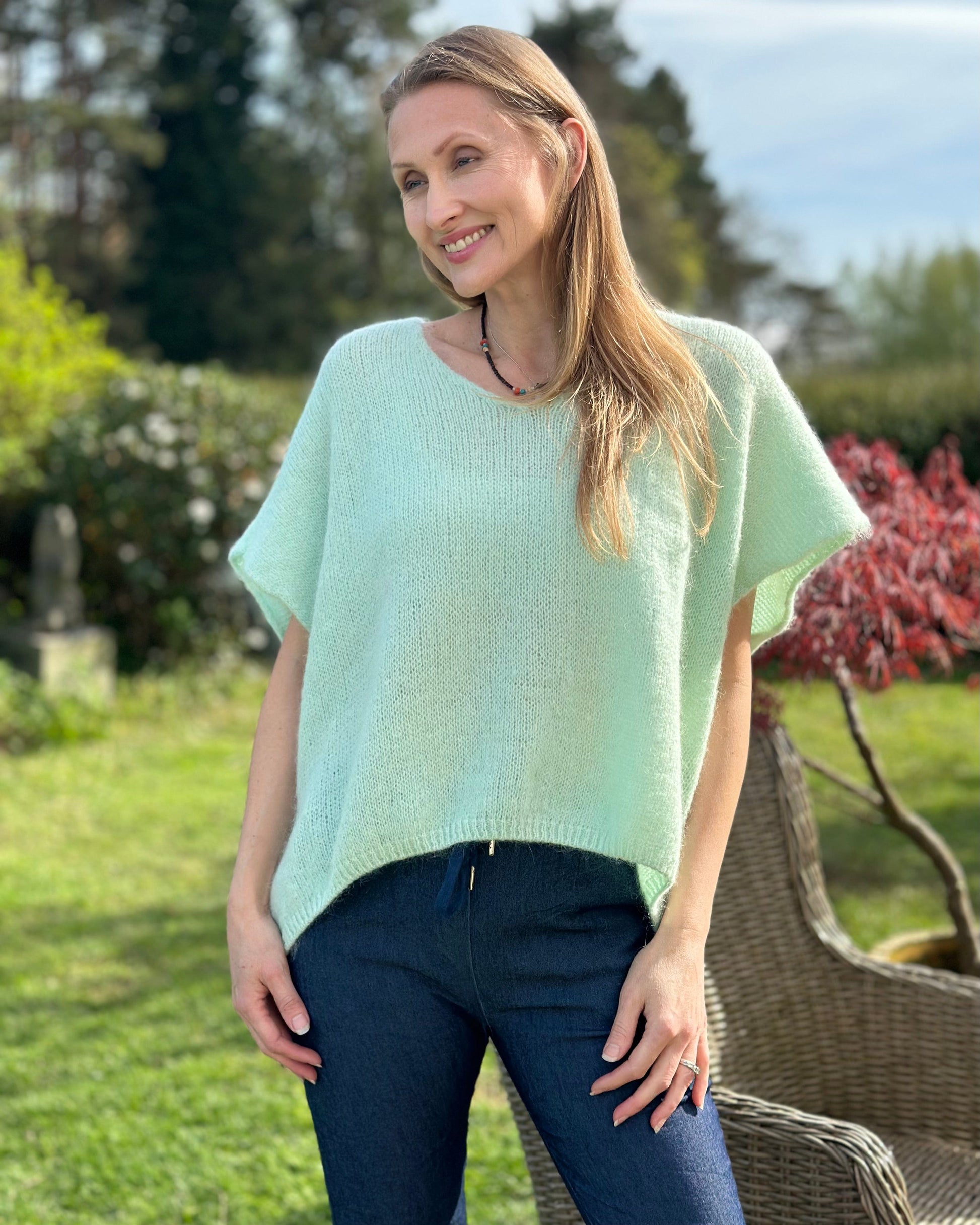 clothing Drop Shoulder Mohair Tank Top - Mint