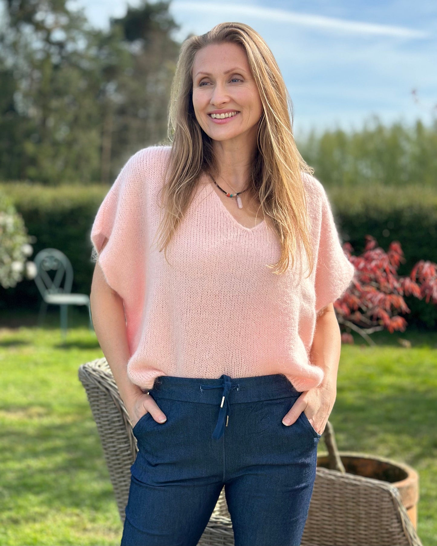 clothing Drop Shoulder Mohair Tank Top - Pale Pink