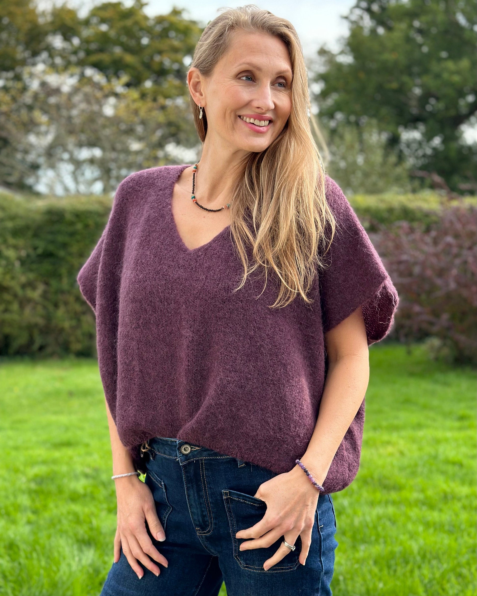 clothing Drop Shoulder Mohair Tank Top - Plum