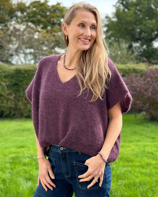 clothing Drop Shoulder Mohair Tank Top - Plum