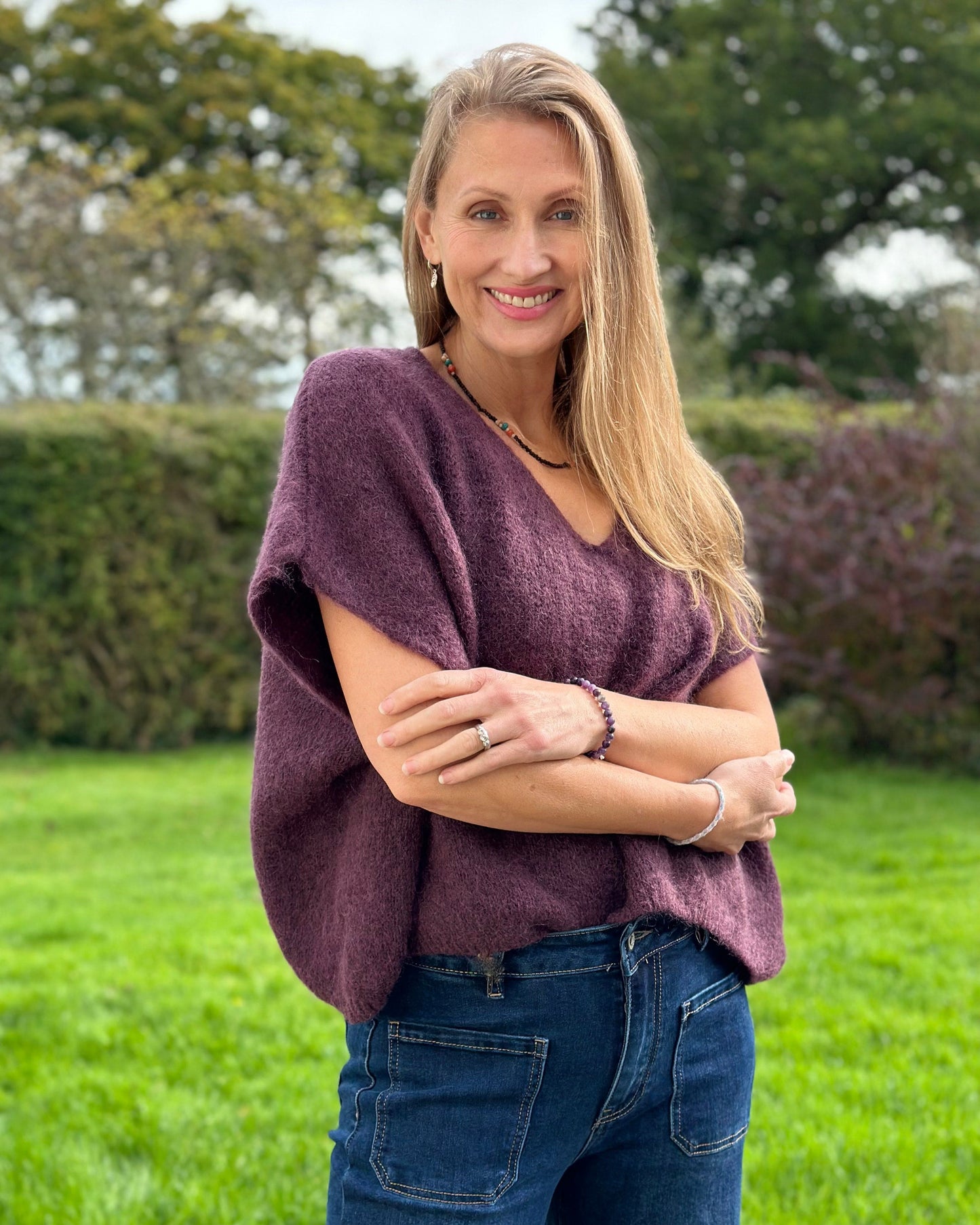 clothing Drop Shoulder Mohair Tank Top - Plum