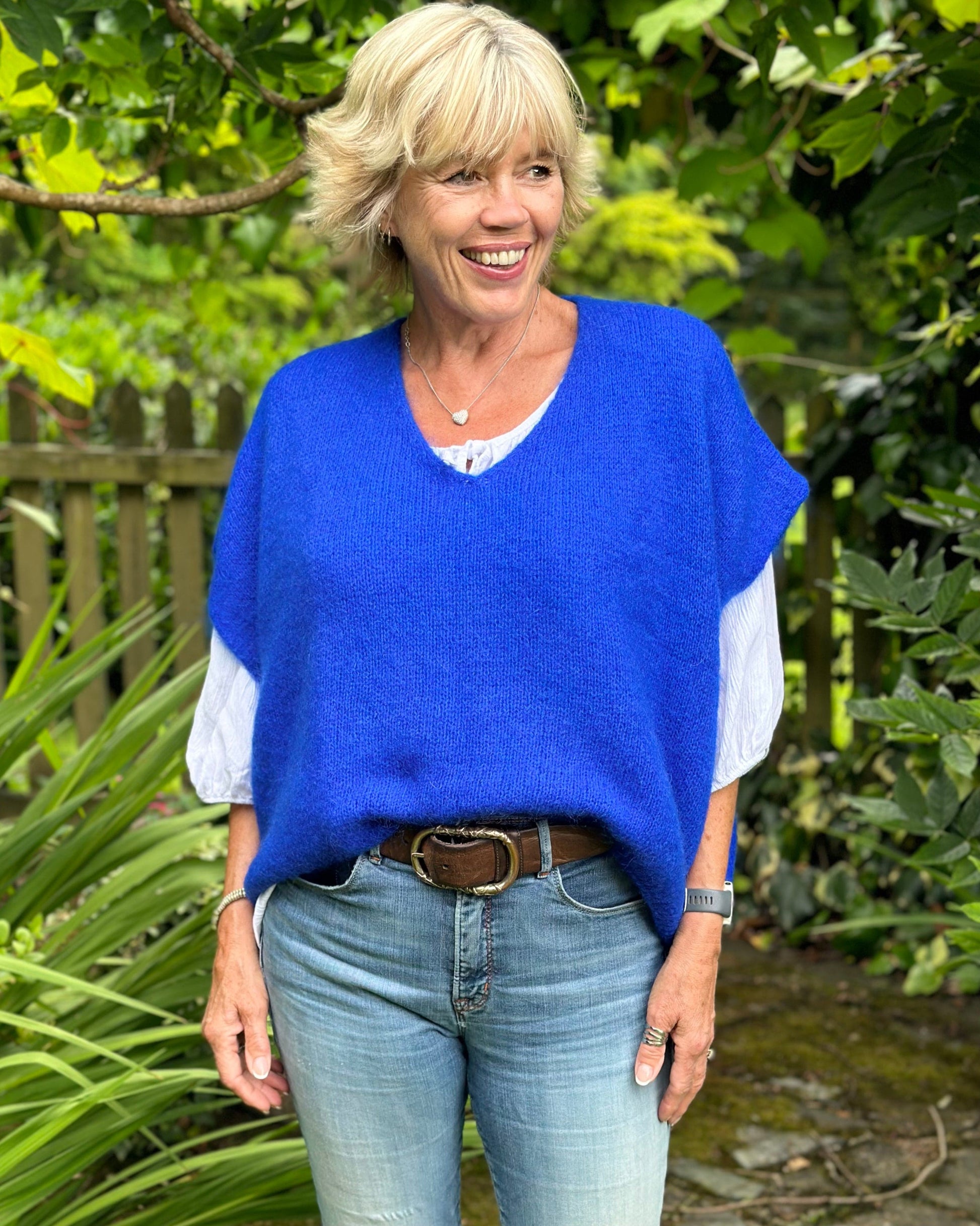clothing Drop Shoulder Mohair Tank Top - Royal Blue