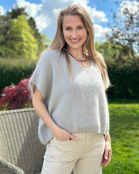 clothing Drop Shoulder Mohair Tank Top - Silver Grey