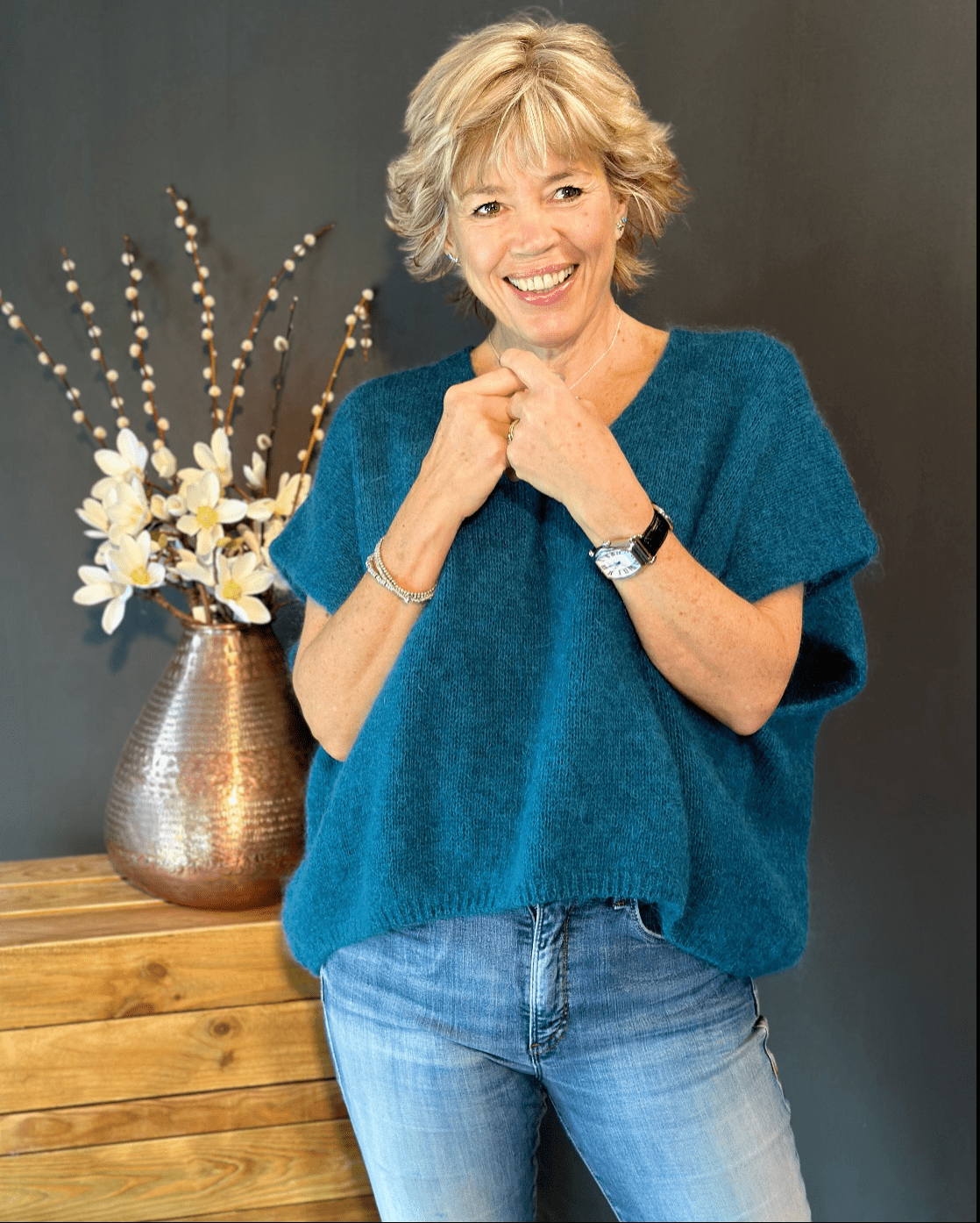 clothing Drop Shoulder Mohair Tank Top - Teal