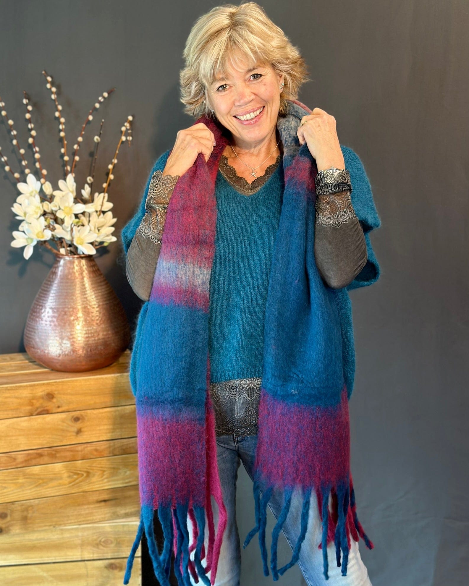 clothing Drop Shoulder Mohair Tank Top - Teal