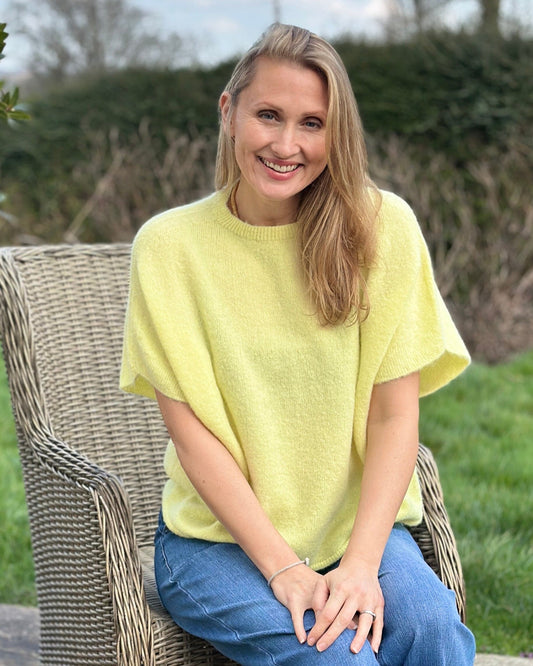 clothing Drop Shoulder Round Neck Alpaca Top - Buttercup