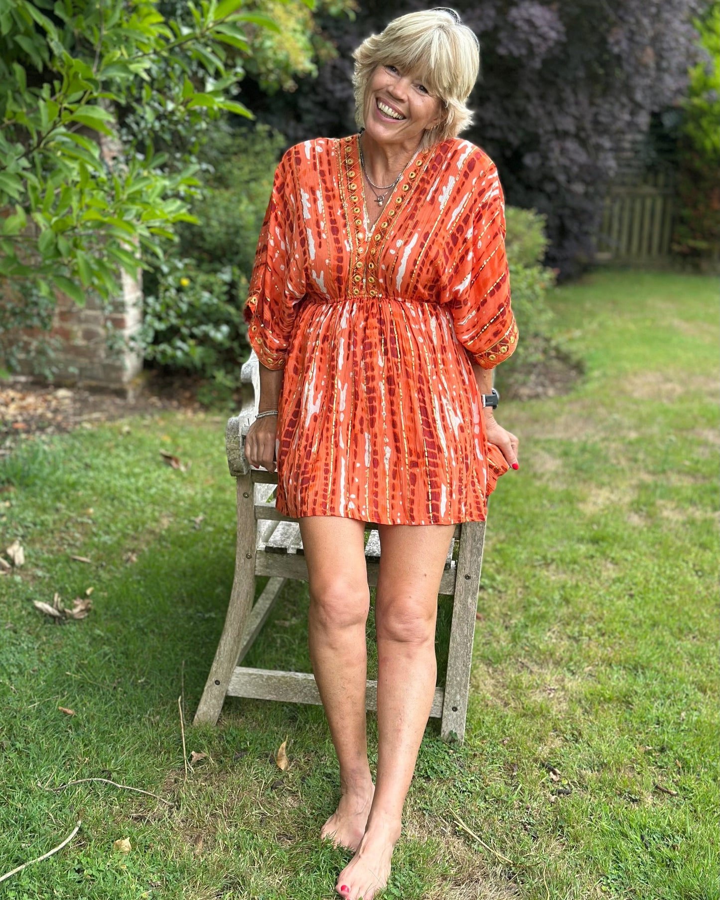 Clothing Embellished Tunic - Orange/Gold