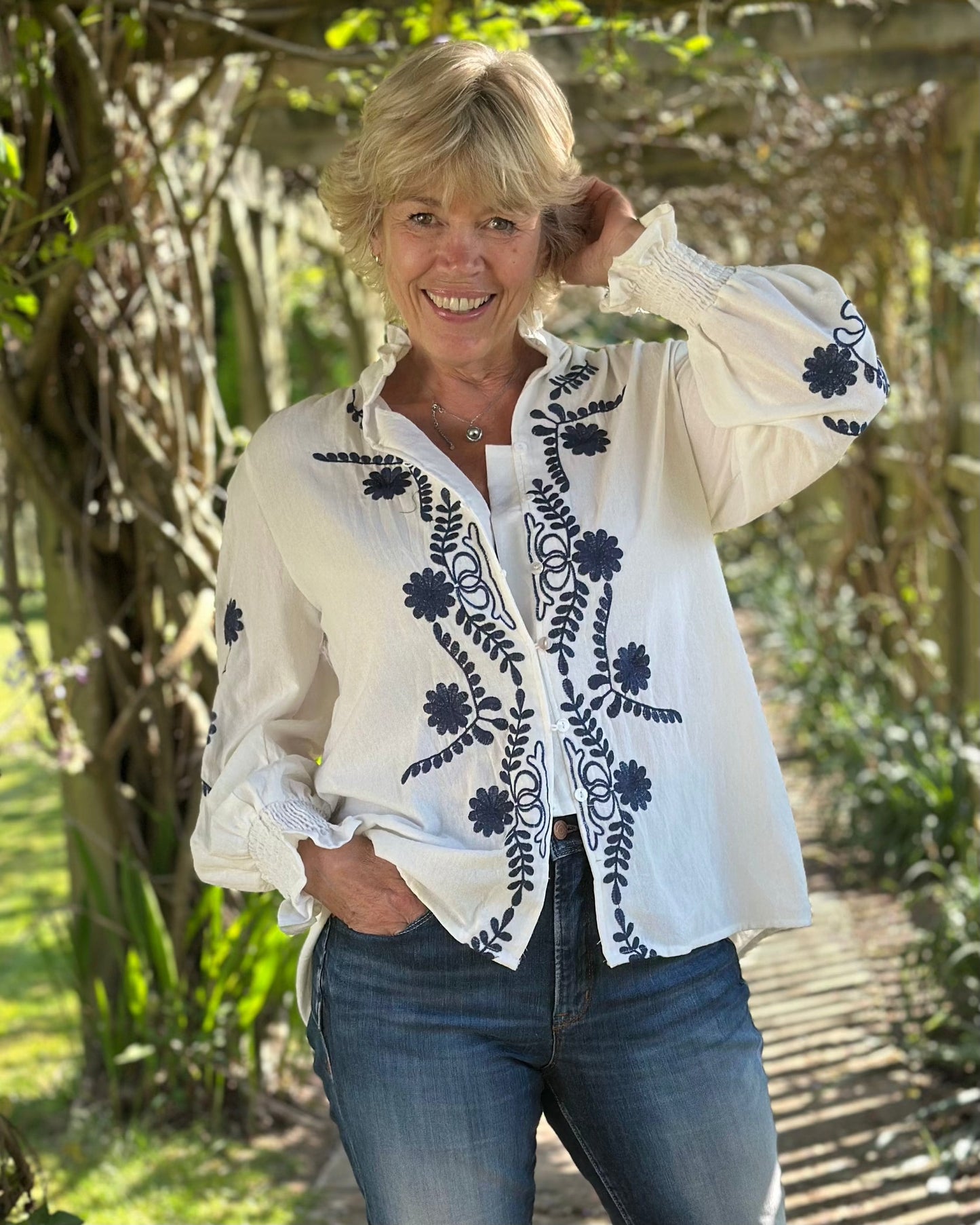 clothing Embroidered Cotton Shirt - White
