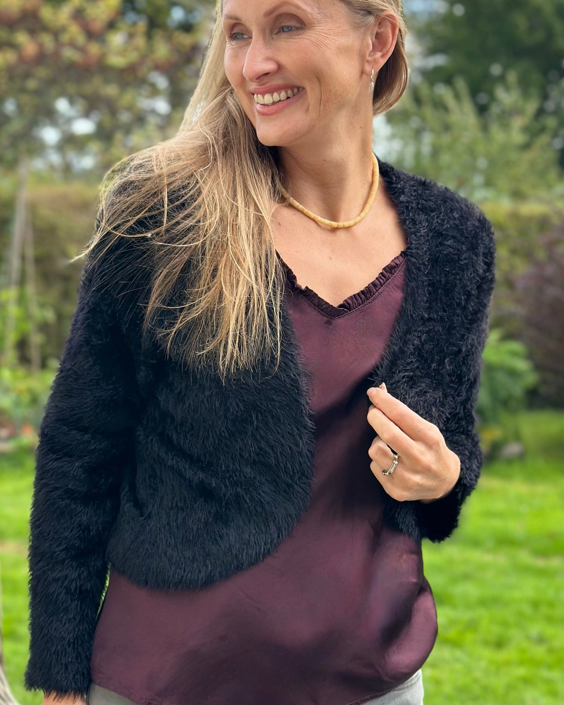 Clothing Eyelash Knit Bolero - Black