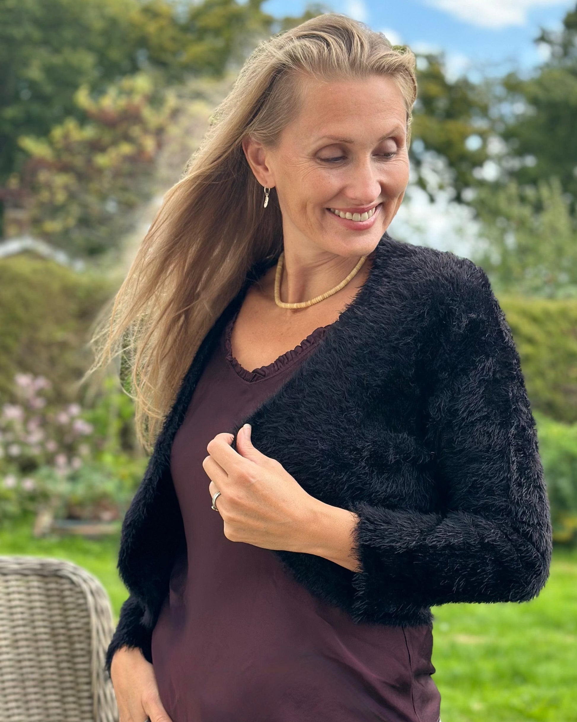 Clothing Eyelash Knit Bolero - Black