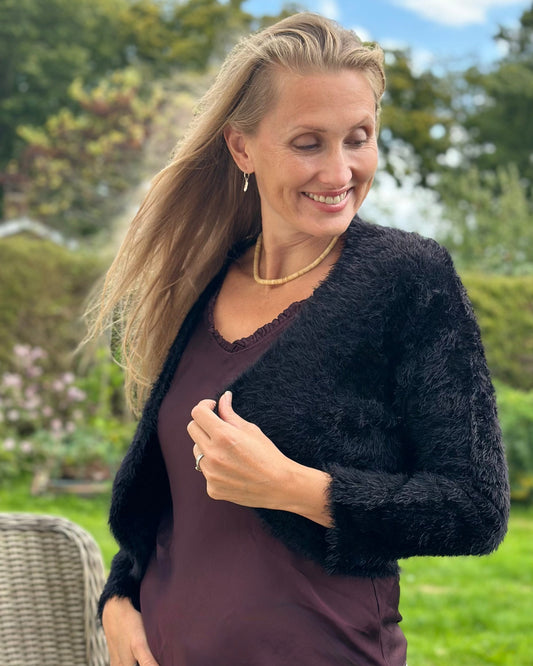 Clothing Eyelash Knit Bolero - Black