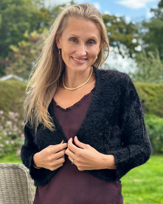 Clothing Eyelash Knit Bolero - Black