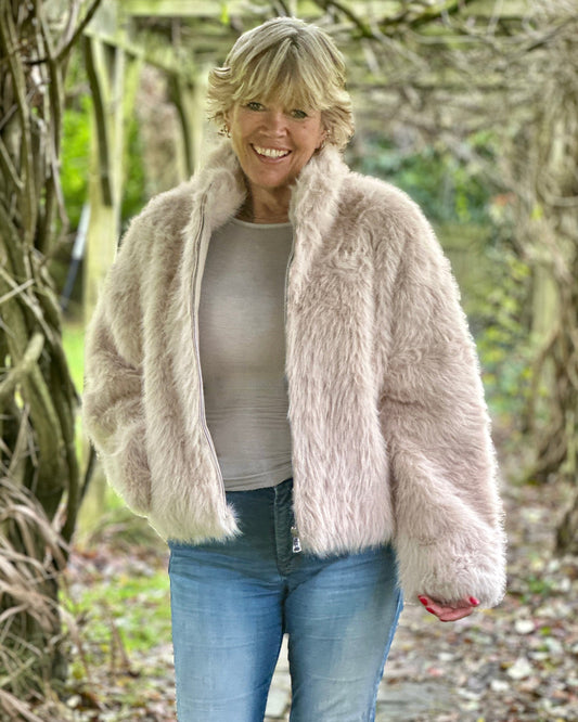 Clothing Faux Fur Jacket - Oatmeal