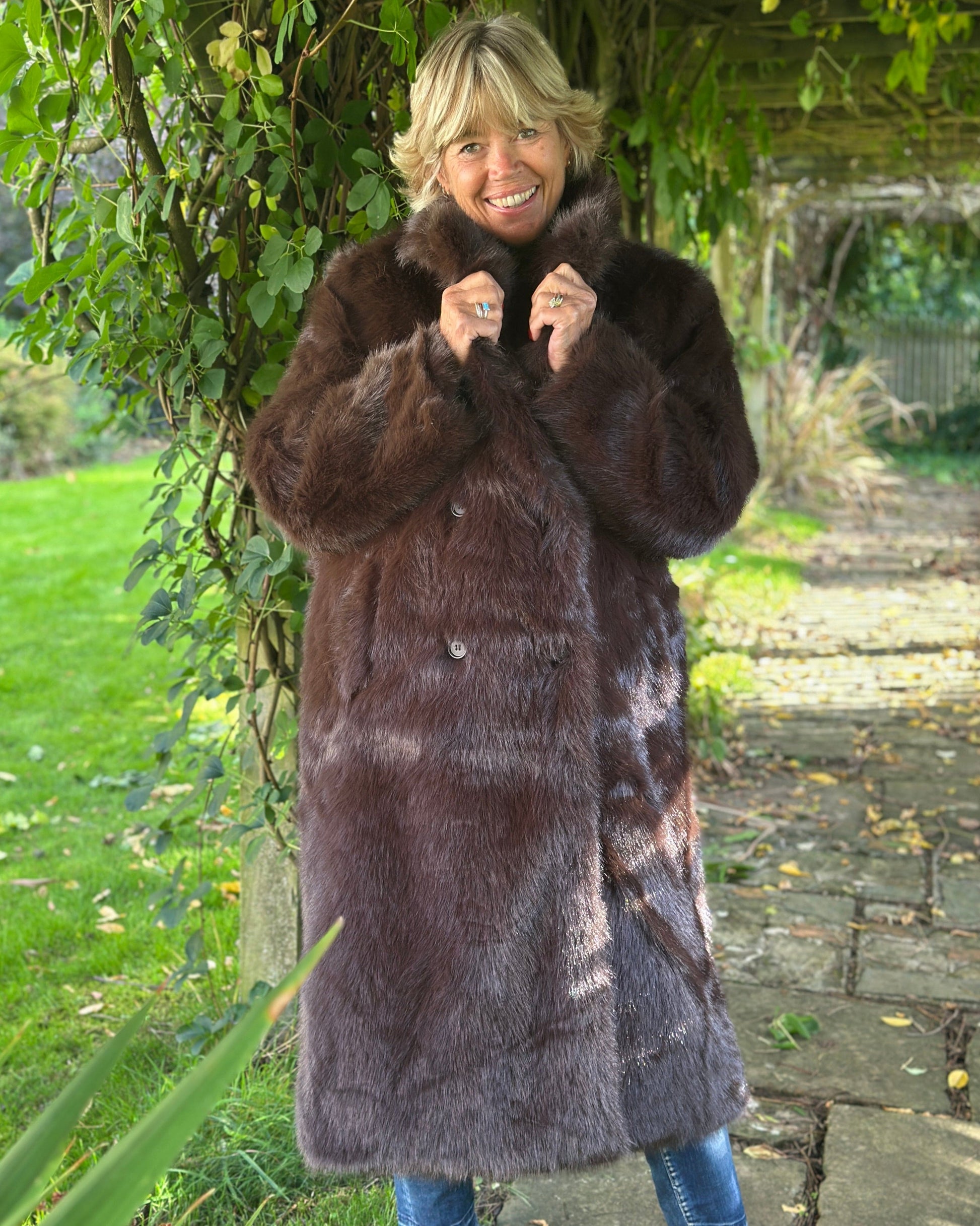 Clothing Faux Fur Long Coat - Chocolate