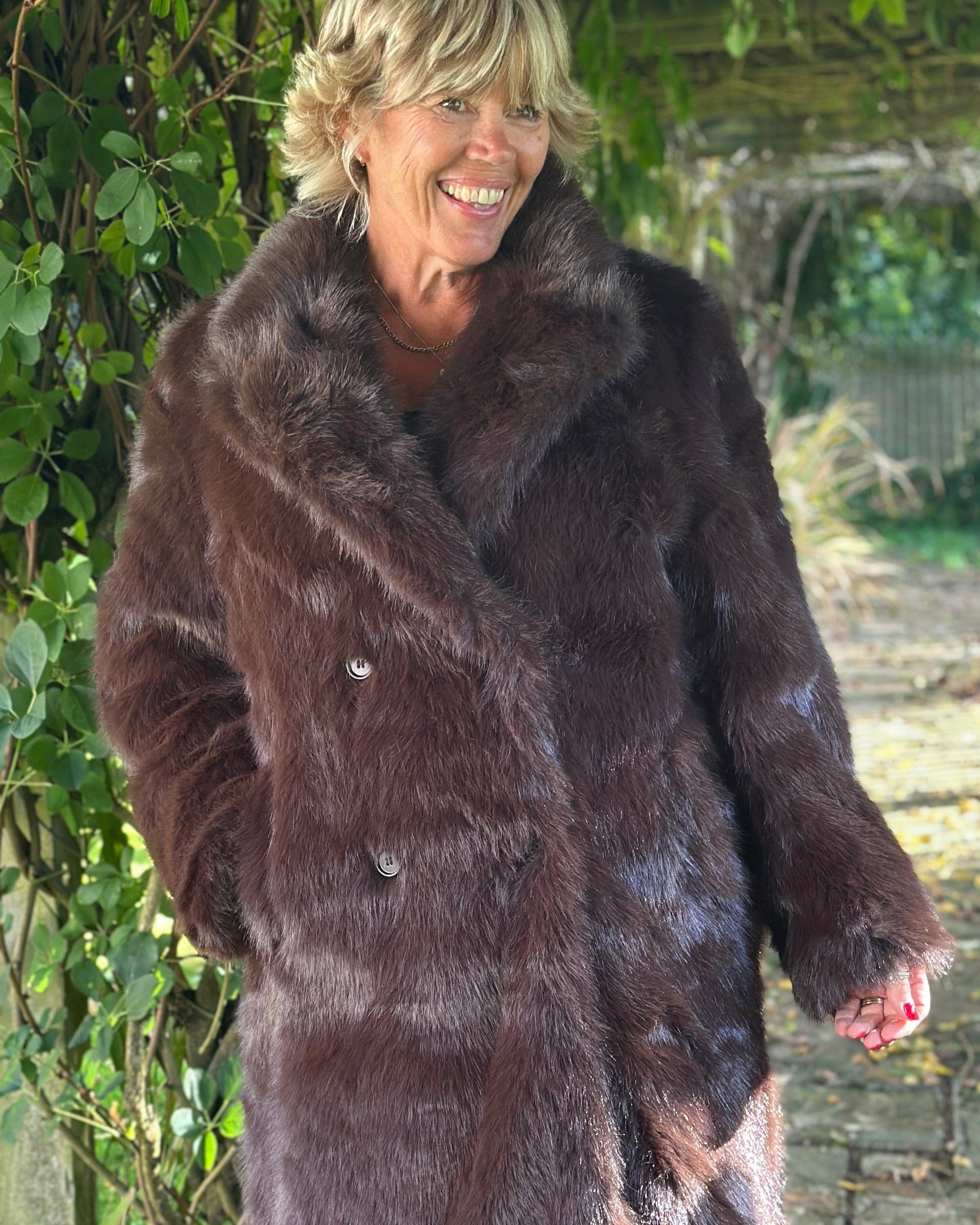 Clothing Faux Fur Long Coat - Chocolate