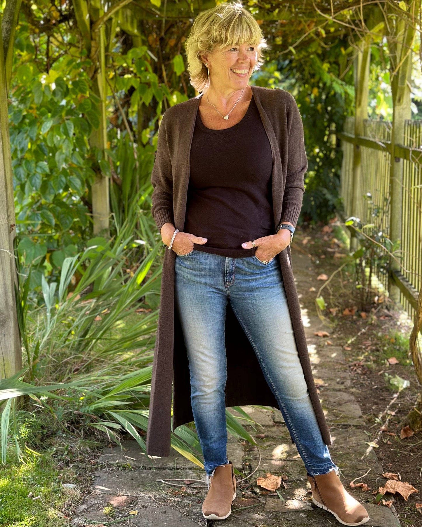 clothing Fine Knit Long Cardigan - Chocolate Brown