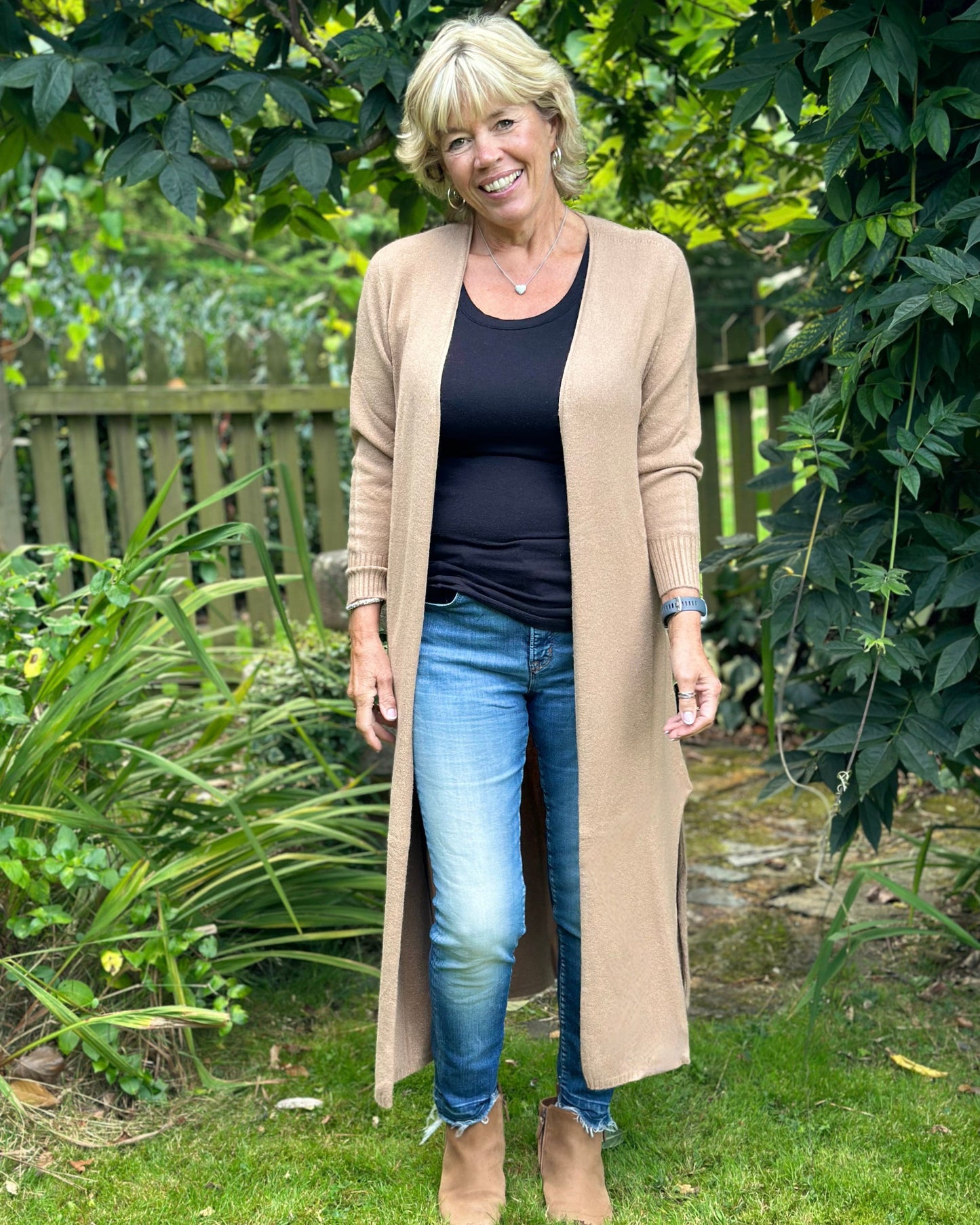 clothing Fine Knit Long Cardigan - Coffee