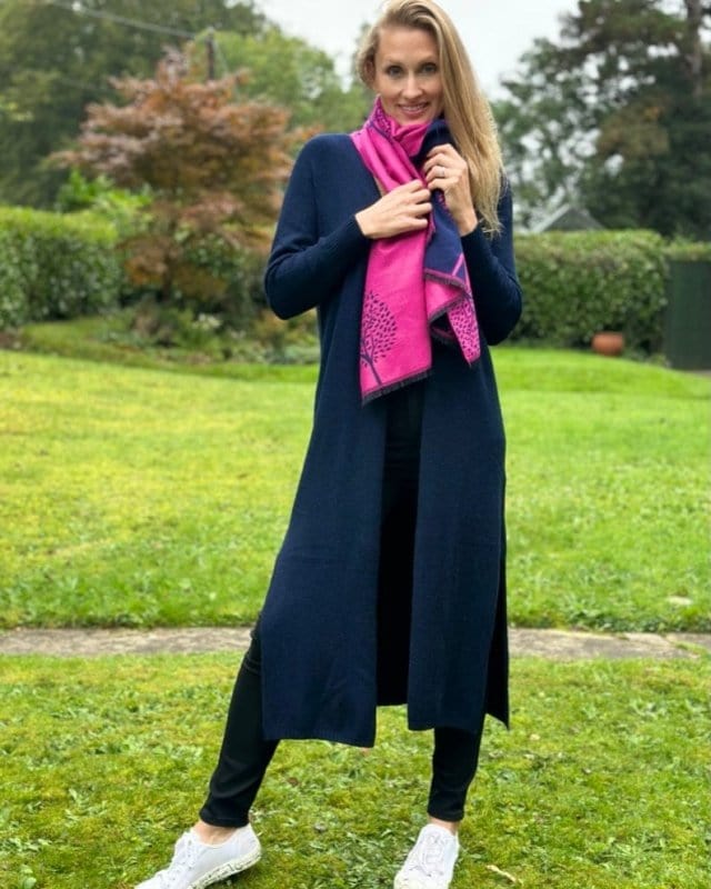 clothing Fine Knit Long Cardigan - Navy
