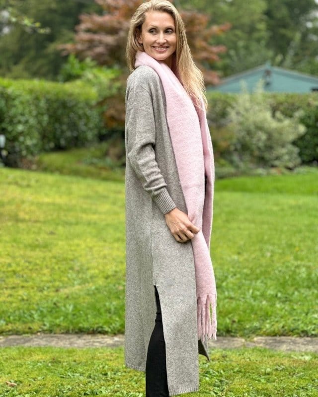 clothing Fine Knit Long Cardigan - Oatmeal Marl