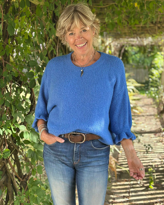 Clothing Frilled Sleeve Jumper - Cornflower Blue