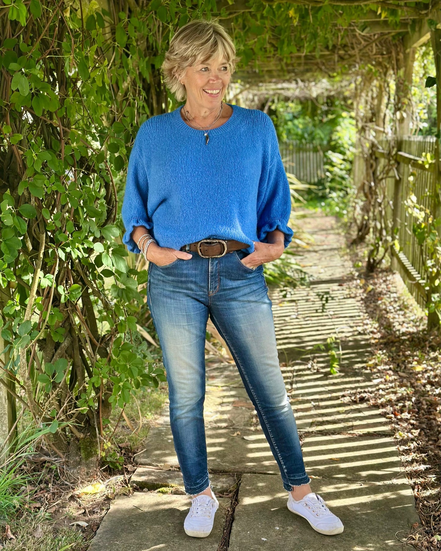 Clothing Frilled Sleeve Jumper - Cornflower Blue