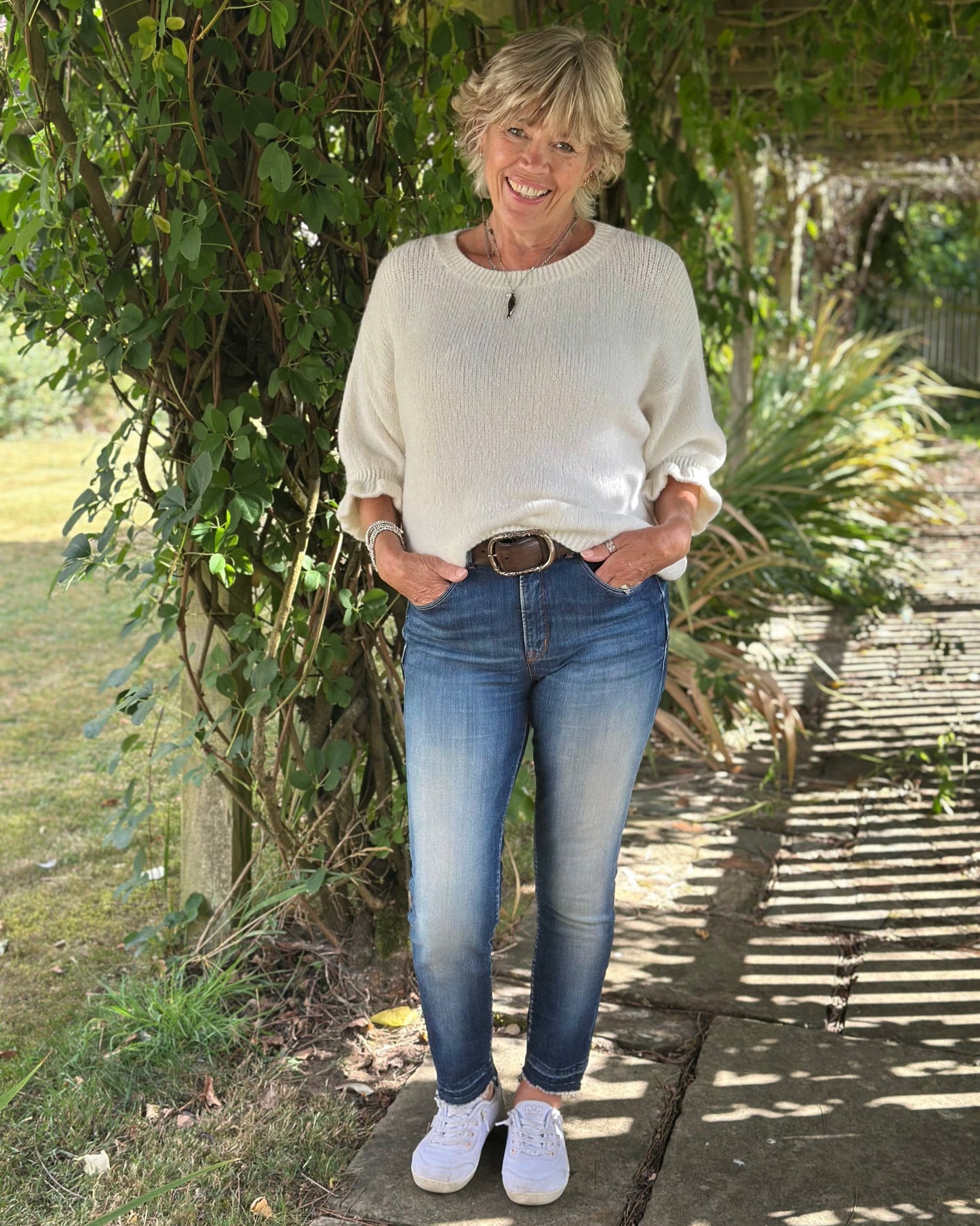 Clothing Frilled Sleeve Jumper - Cream