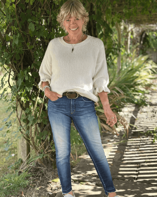 Clothing Frilled Sleeve Jumper - Cream