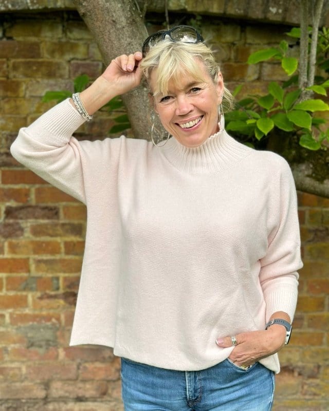 Clothing Funnel Neck Soft Knit Long Sleeve Jumper - Pale Pink
