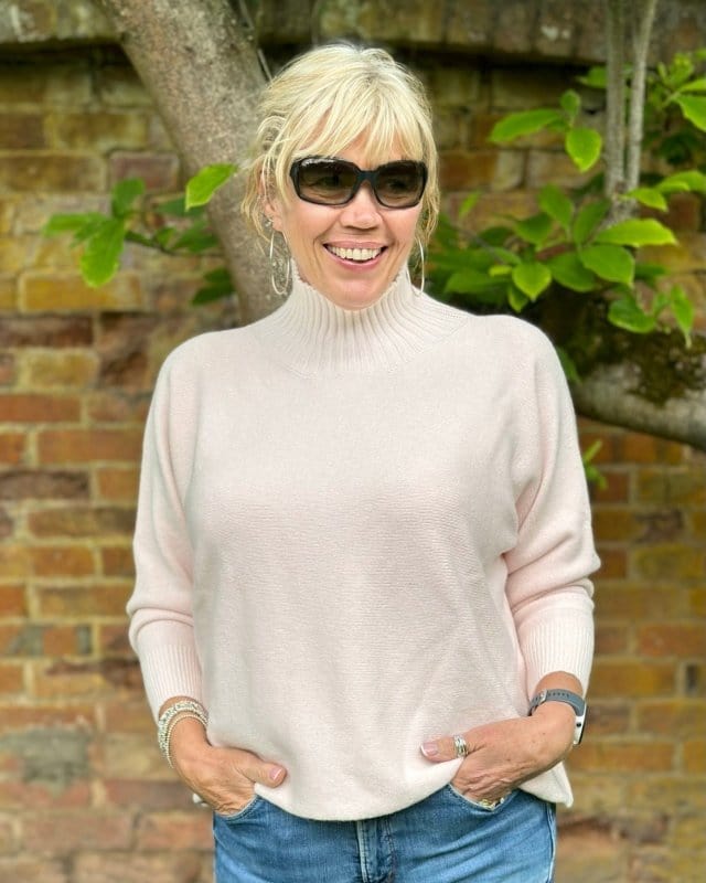 Clothing Funnel Neck Soft Knit Long Sleeve Jumper - Pale Pink