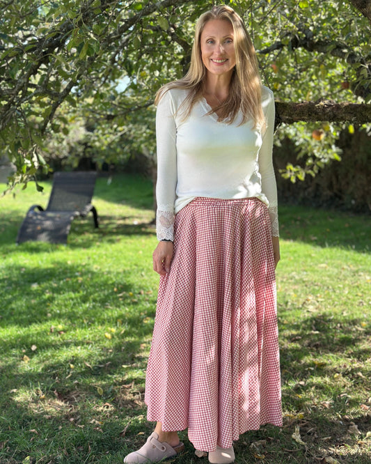 Clothing Gingham Maxi Skirt - Pink