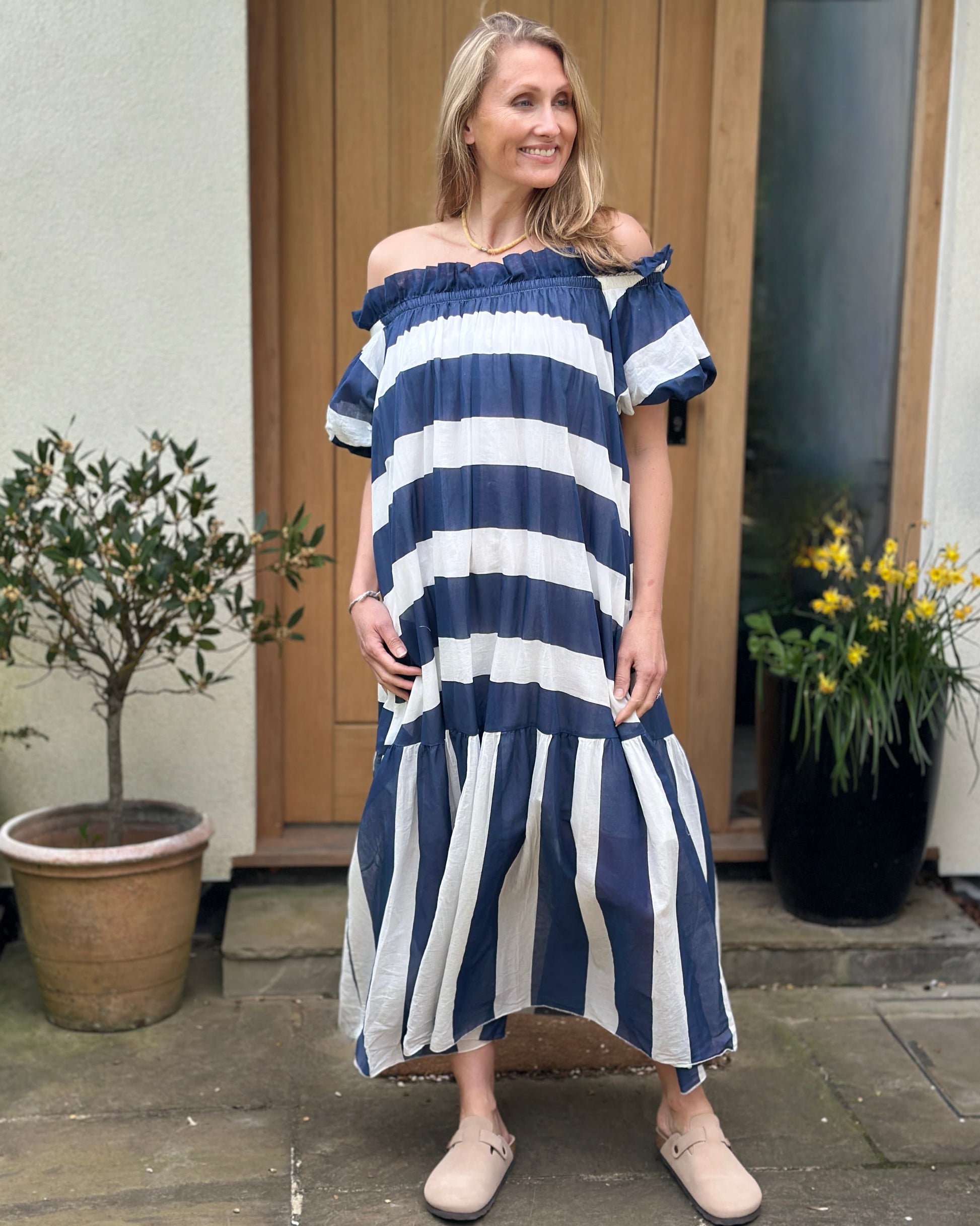 Clothing Gini Dress - Navy/White Stripes