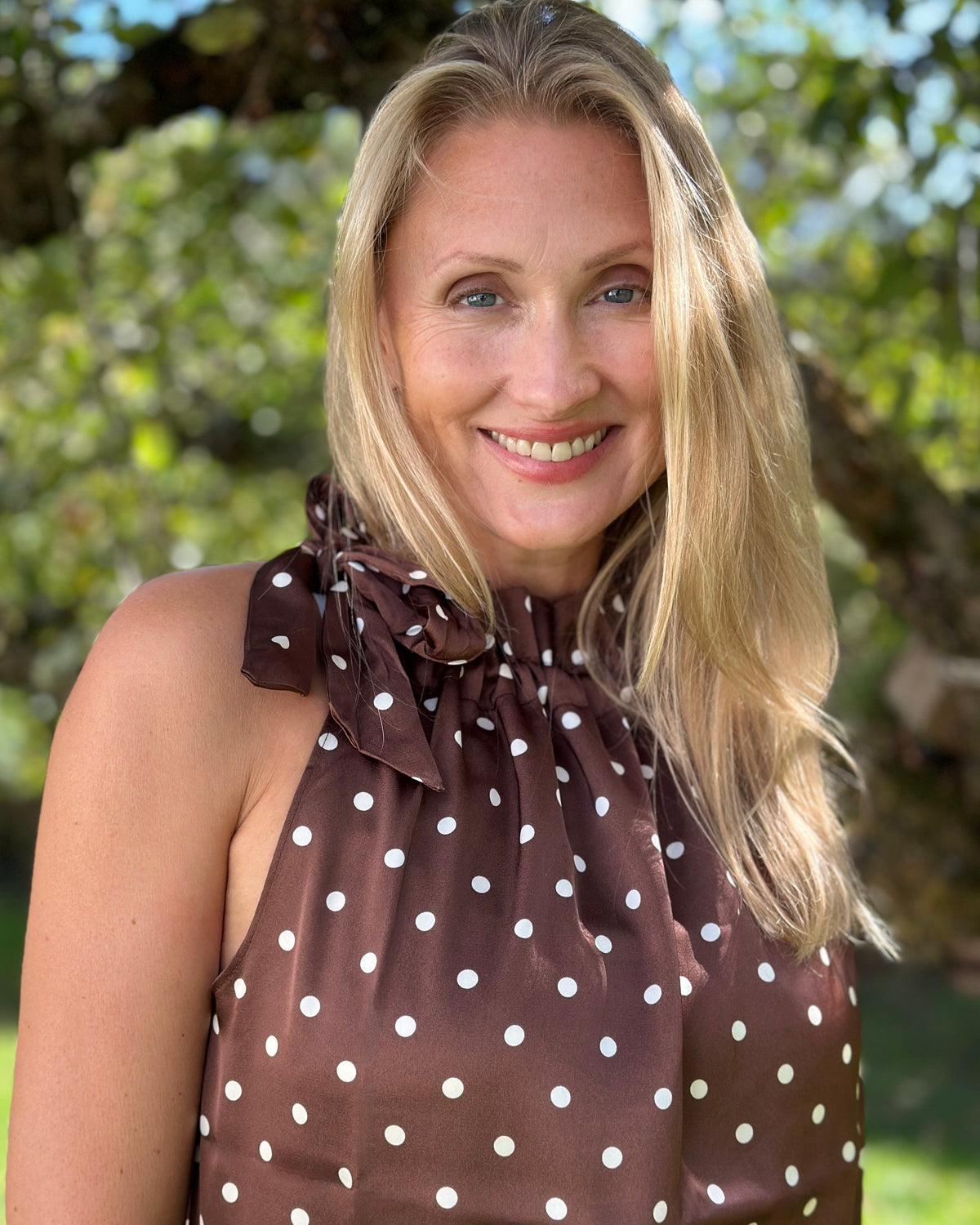 Clothing Halter Neck Polka Dot Top - Chocolate