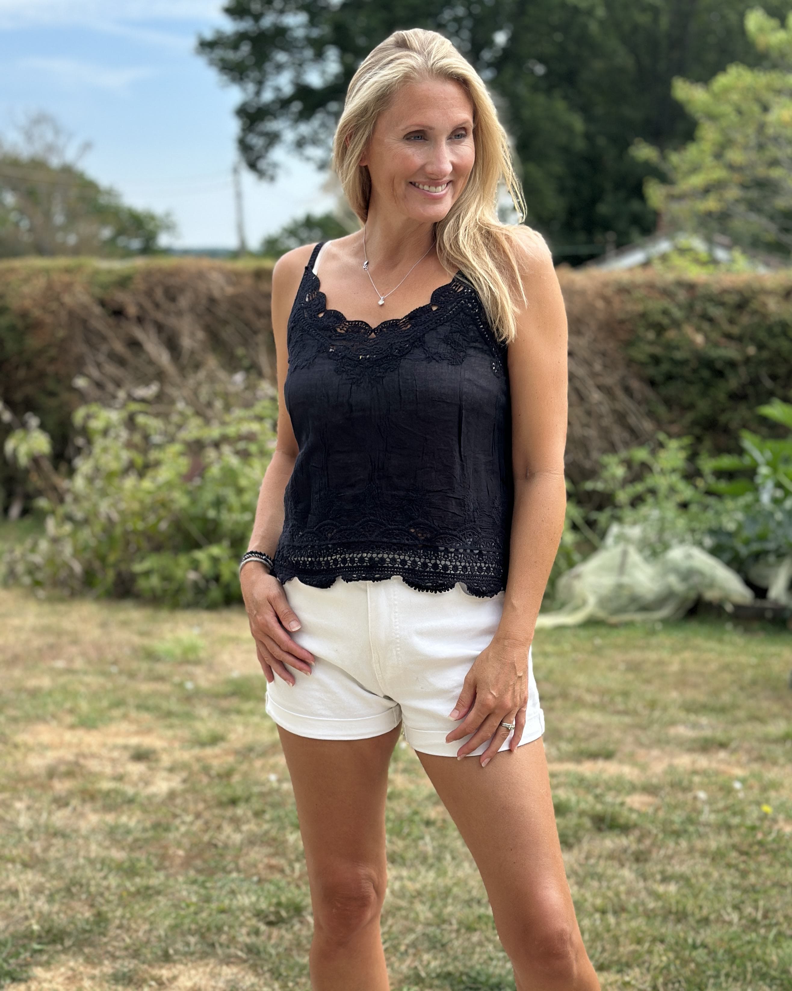 Lace And Crochet Camisole - Black – LavenderLime