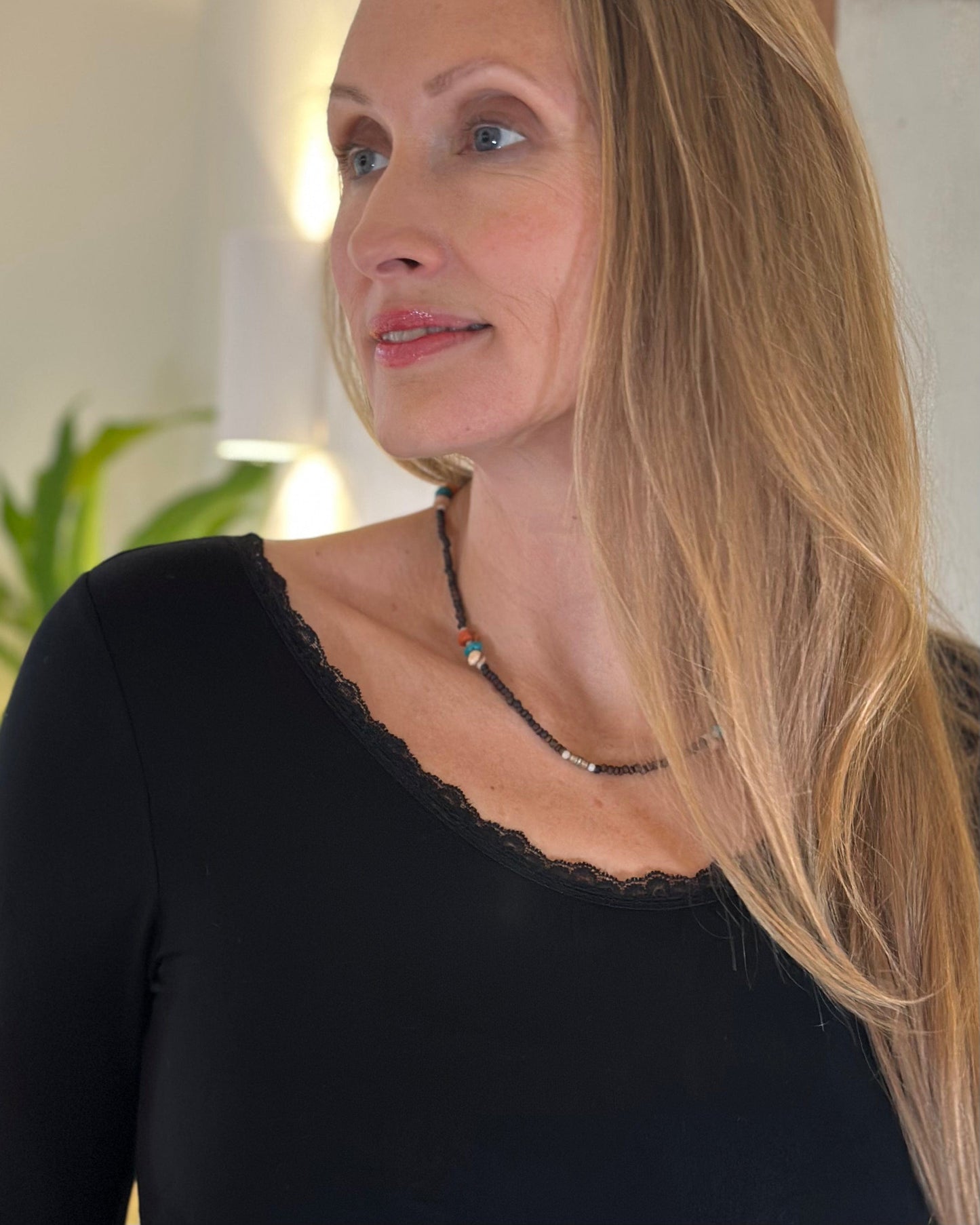 clothing Lace Detail Thermal Top - Black