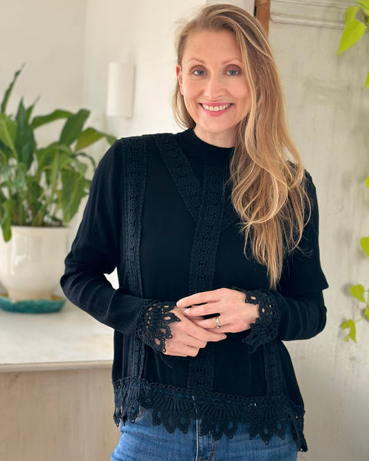 clothing Lace Detail Top - Black