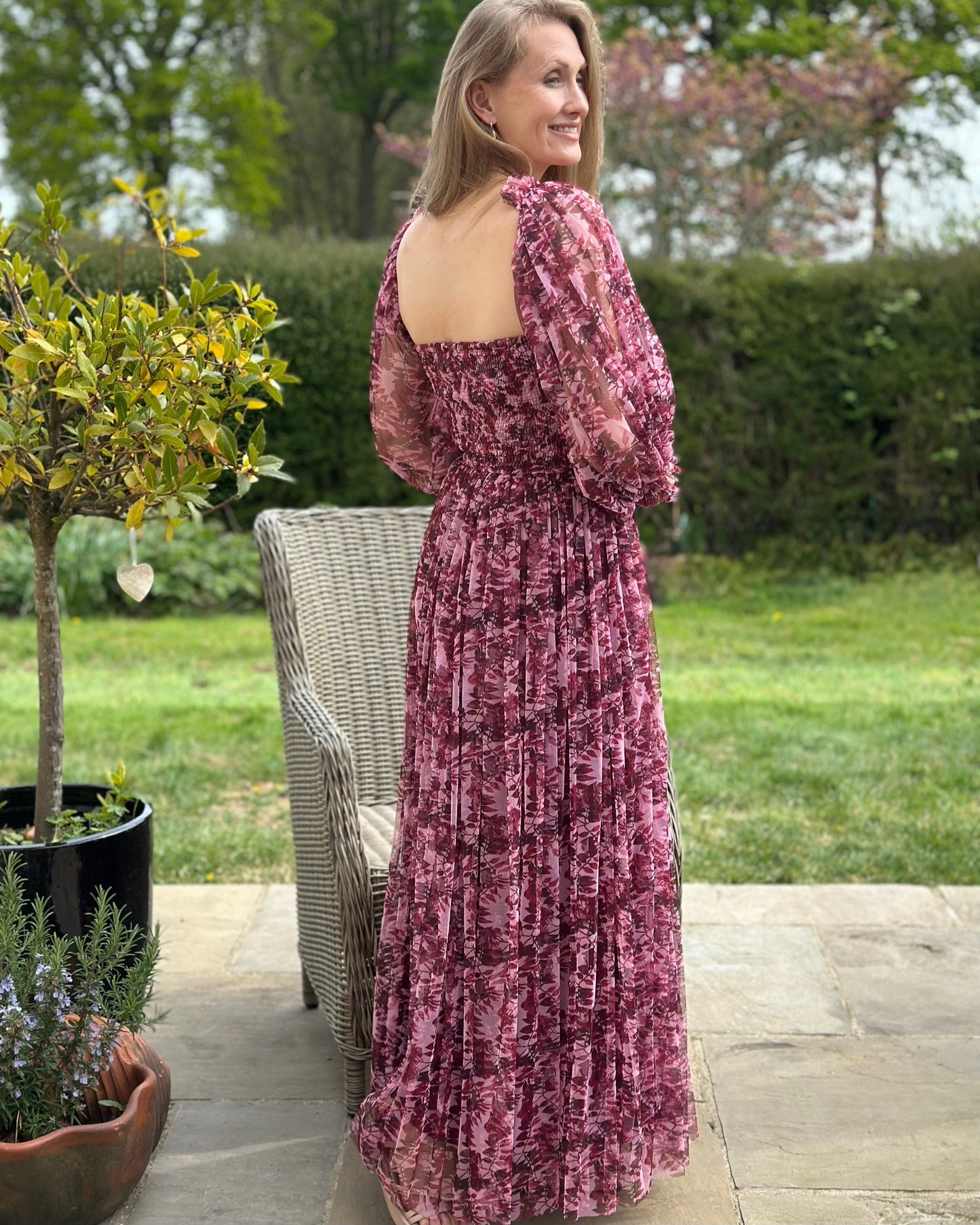 Clothing Lana Tulle Maxi Dress - Burgundy flower