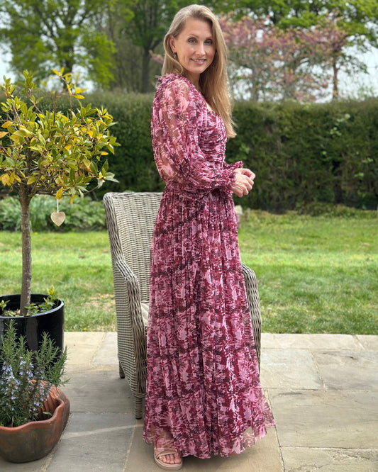 Clothing Lana Tulle Maxi Dress - Burgundy flower