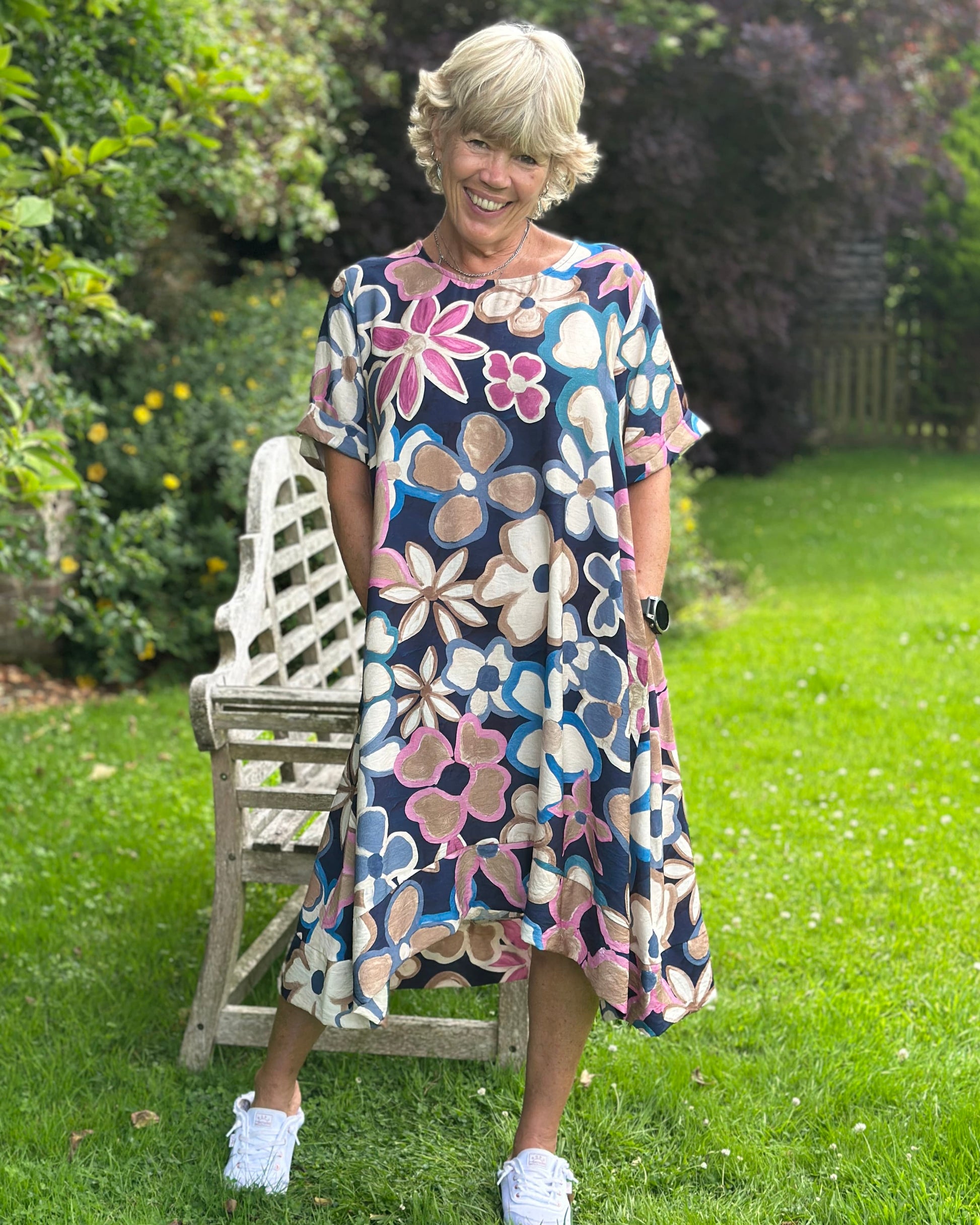 Clothing Large Flower Dress - Blue/Pink