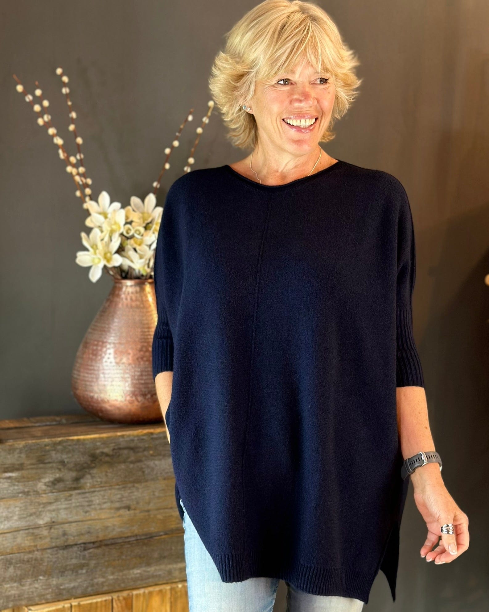 clothing Large Soft Knit Baggy Jumper - Navy