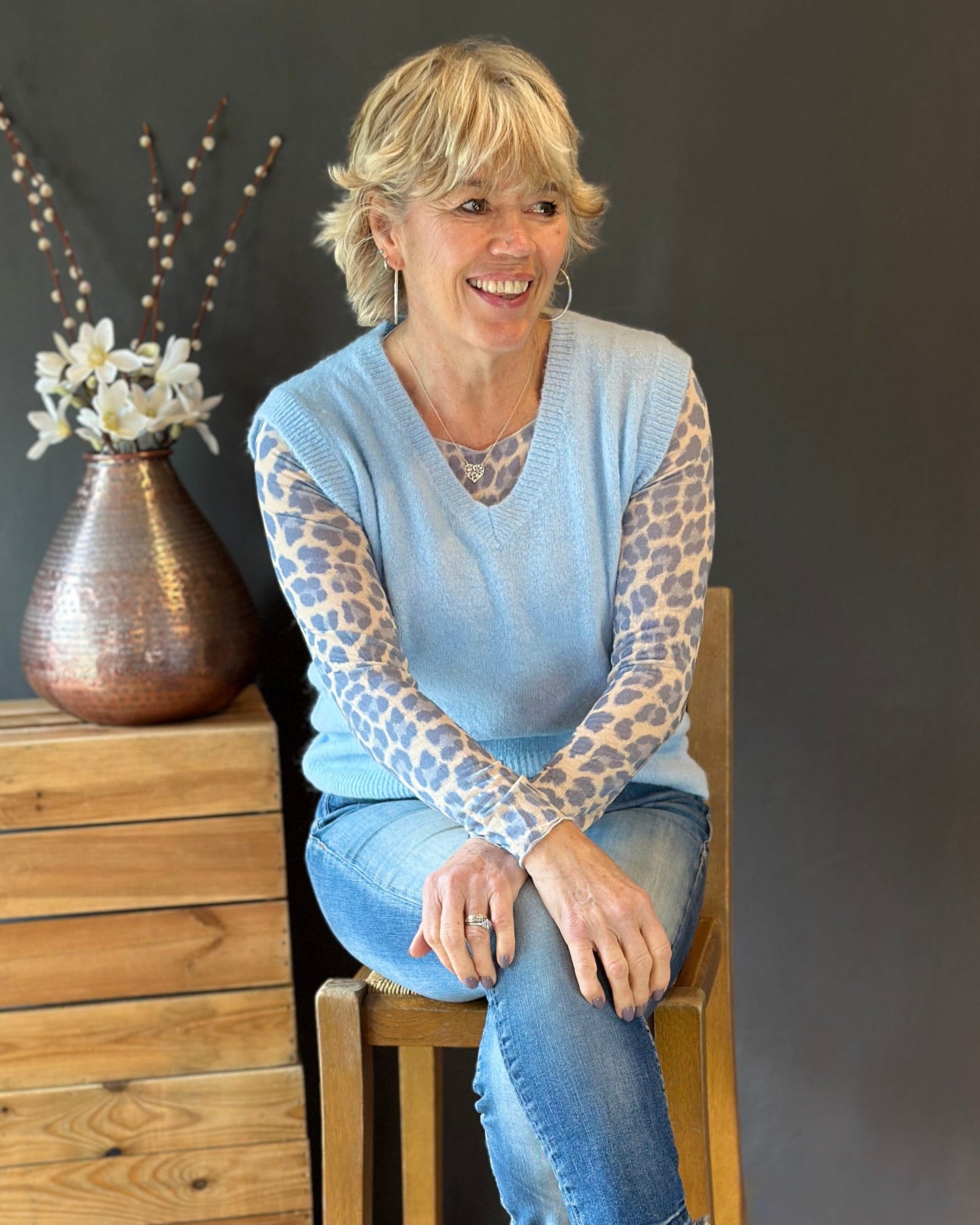 Clothing Leopard Print Cashmere Mix Body Hug - Blue