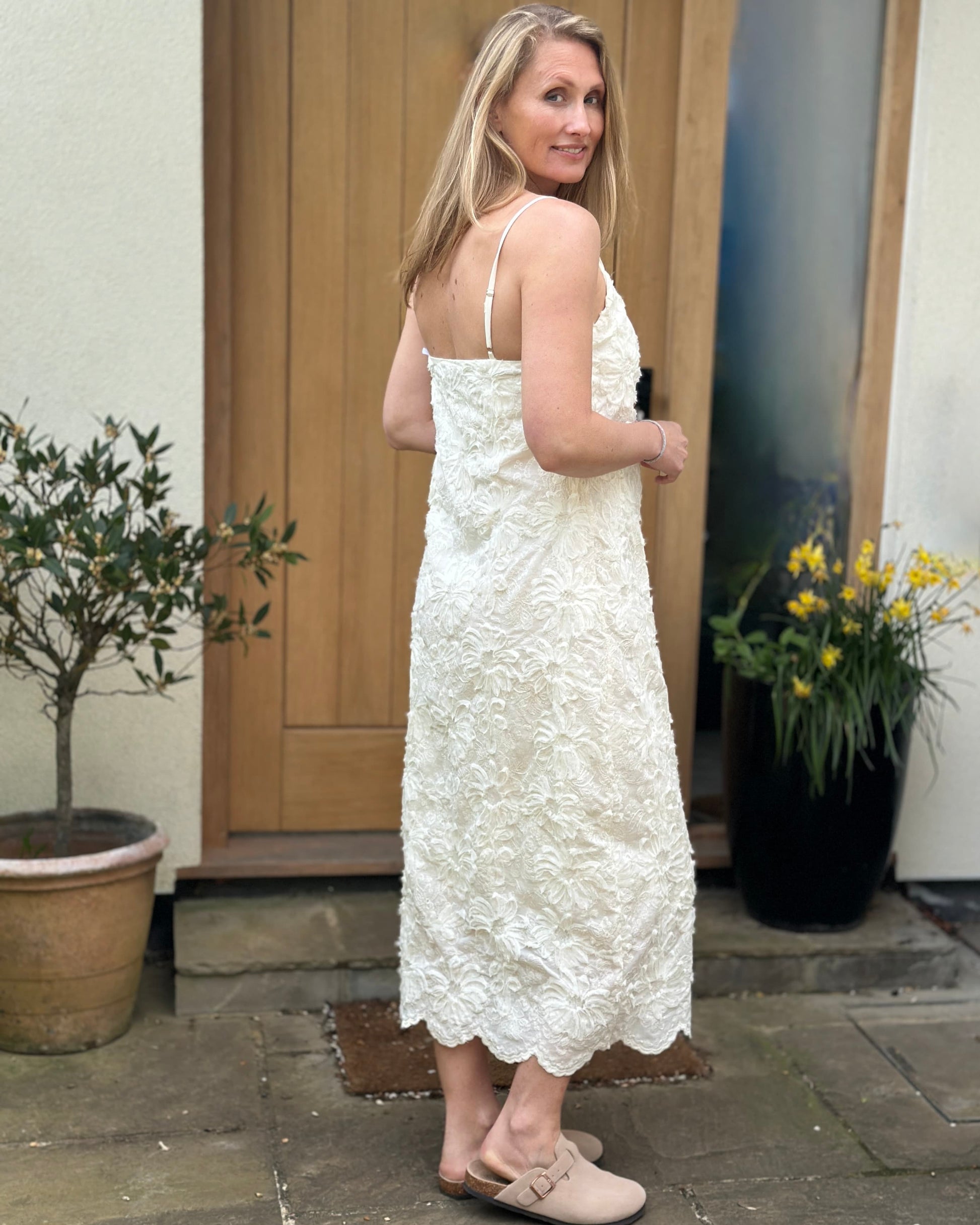 Clothing Lily Spaghetti Strap Floral Dress - Cream