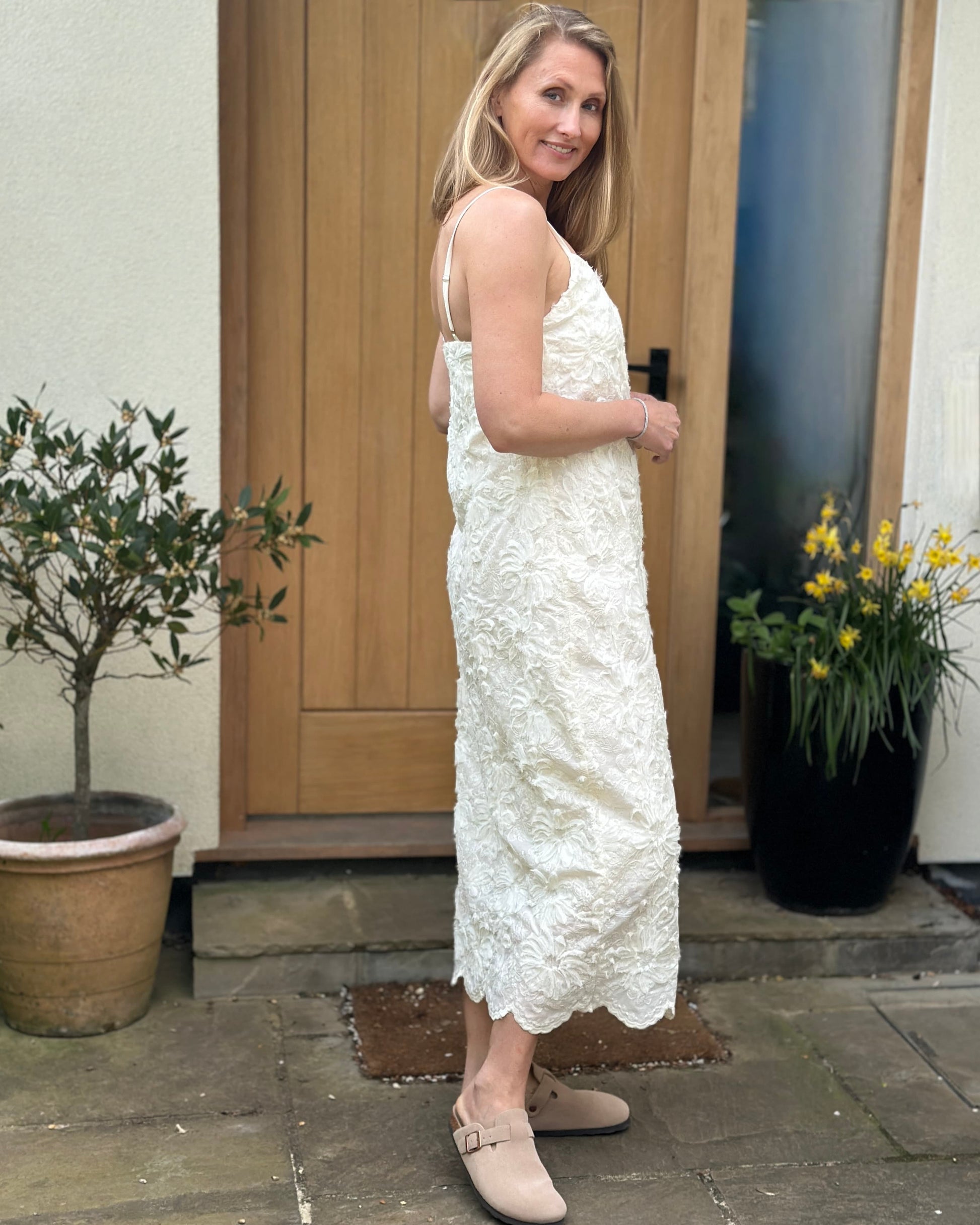 Clothing Lily Spaghetti Strap Floral Dress - Cream