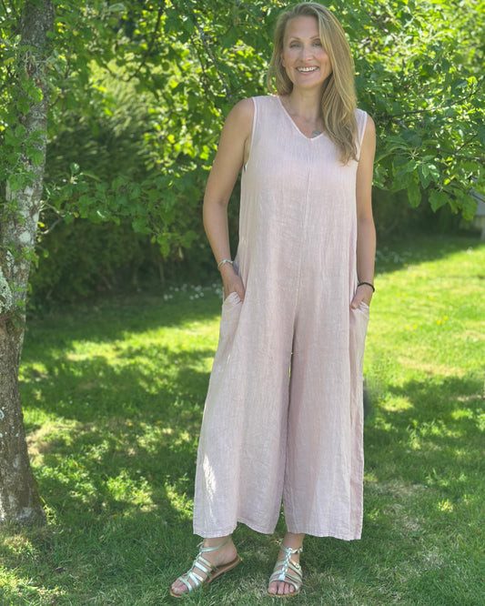 clothing Linen Jumpsuit - Pale Rose