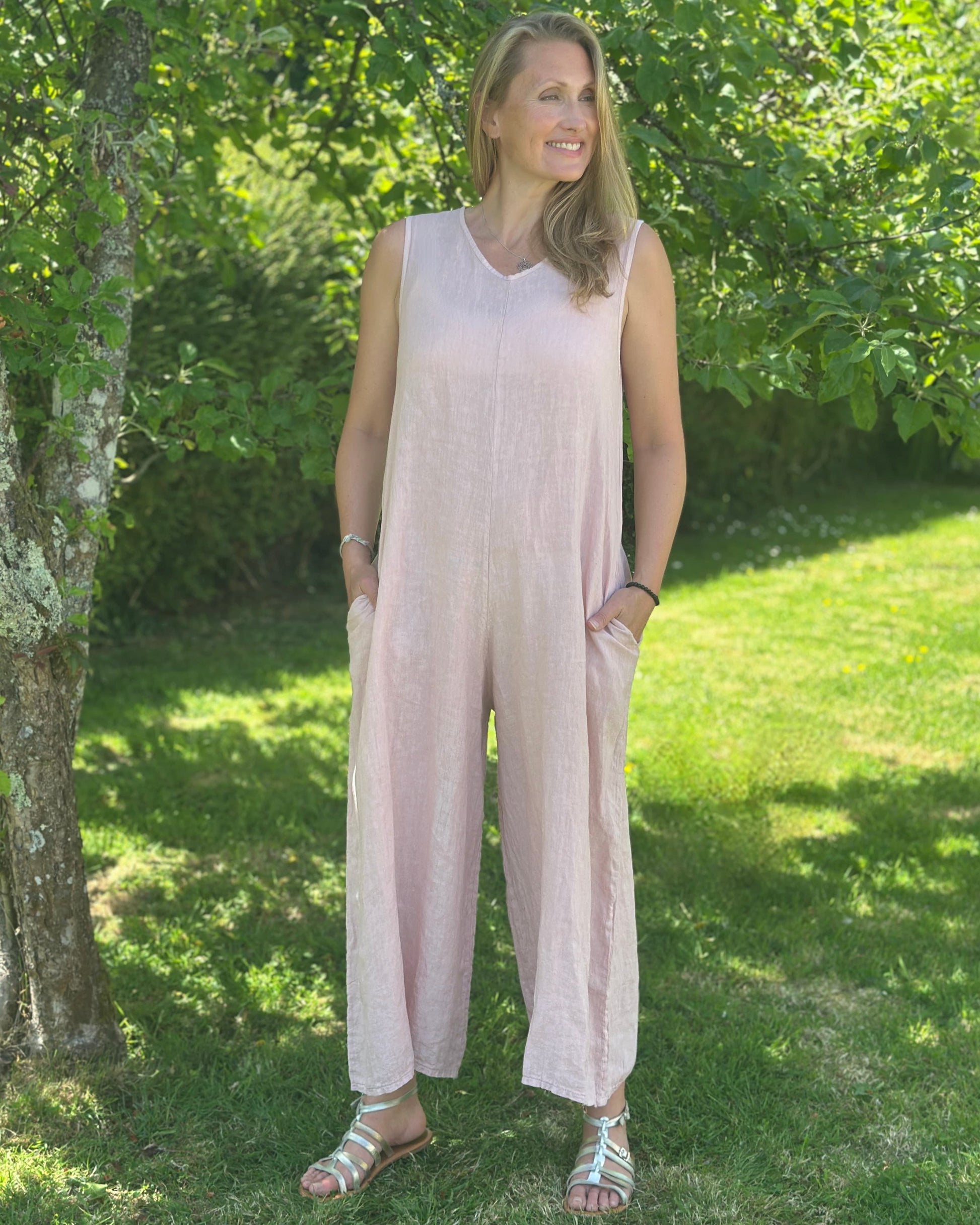 clothing Linen Jumpsuit - Pale Rose